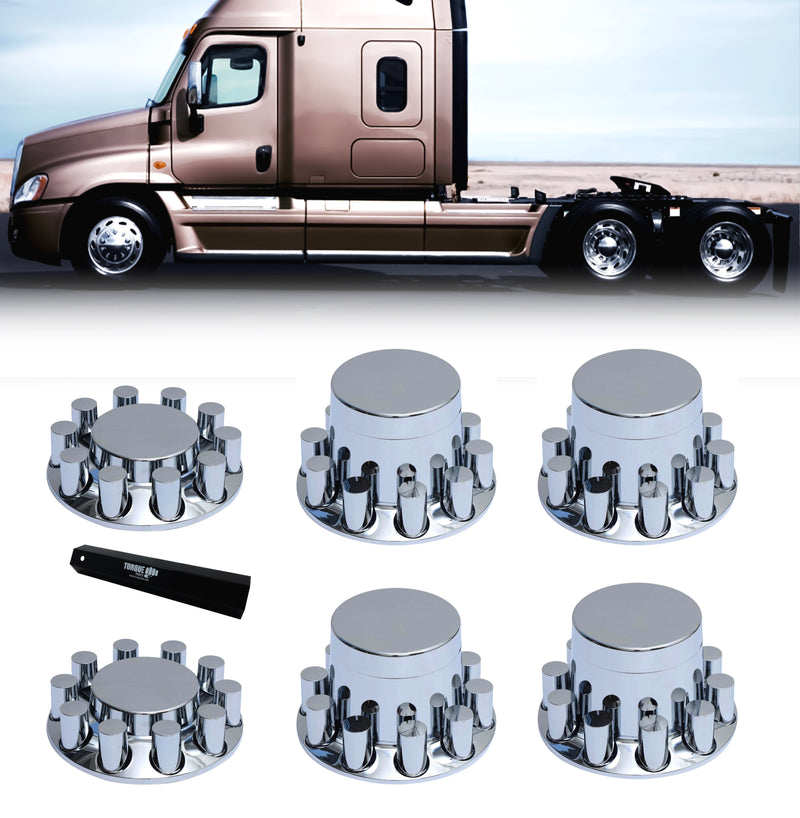Chrome Axle Wheel Cover Set | Semi Truck Lug Nut Covers