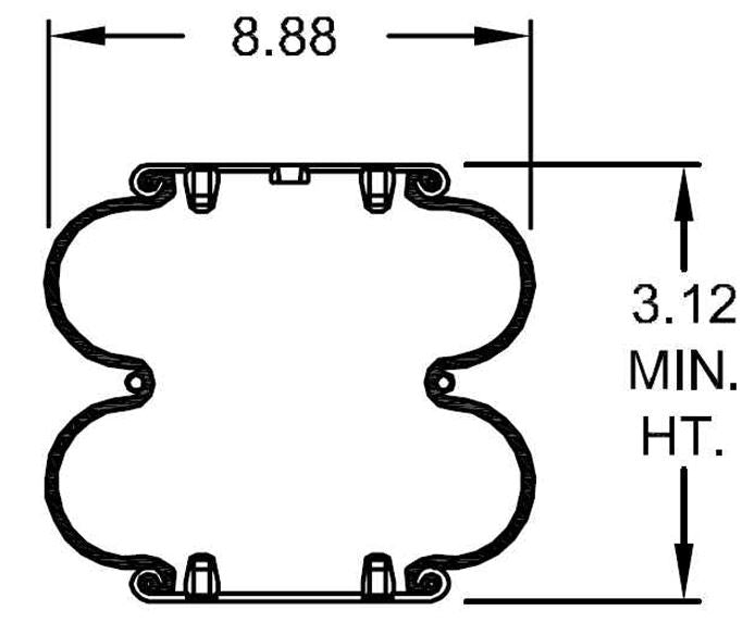 Double Convoluted Air Spring Bag (Replaces Firestone 6910, Hendrickson S-8768, C-8768) Aftermarketus Convoluted Air Springs
