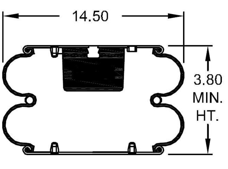 Double Convoluted Air Spring Bag (Replaces Firestone W01-358-7136, Hendrickson S-1080, C-1080) Aftermarketus Convoluted Air Springs