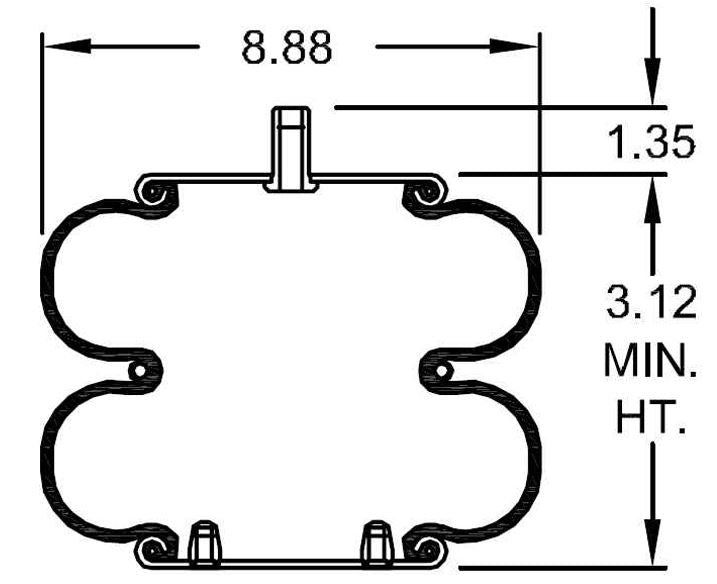 Double Convoluted Air Spring Bag (Replaces Firestone 7897, Hendrickson 2878, C-23114) Aftermarketus Convoluted Air Springs