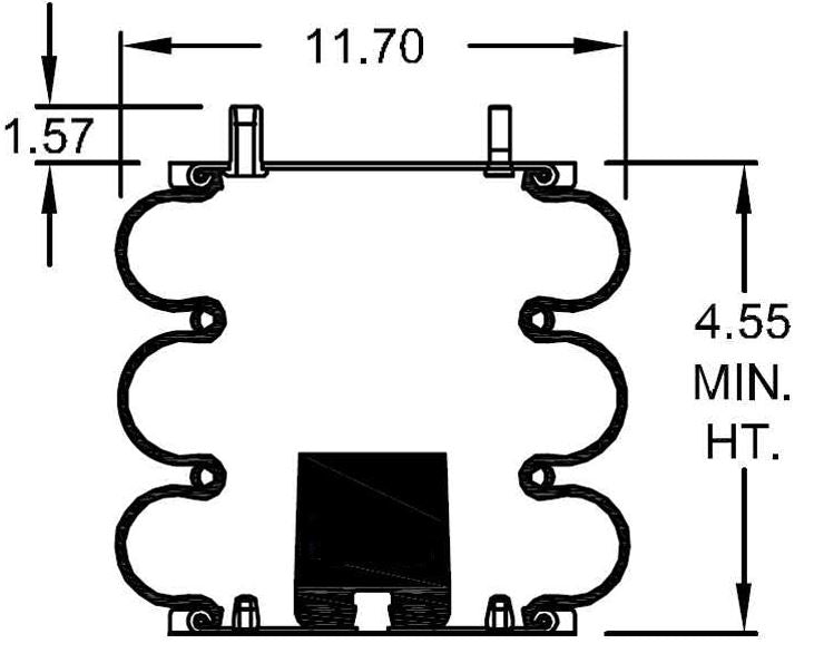 Triple Convoluted Air Spring Bag (Replaces Firestone W01-358-8018, Goodyear 3B12-303) Aftermarketus Convoluted Air Springs