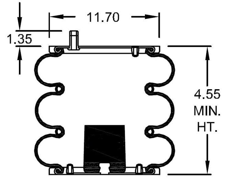 Triple Convoluted Air Spring Bag (Replaces Firestone W01-358-8032, W01-358-7995, Hendrickson S-12405) Aftermarketus Convoluted Air Springs