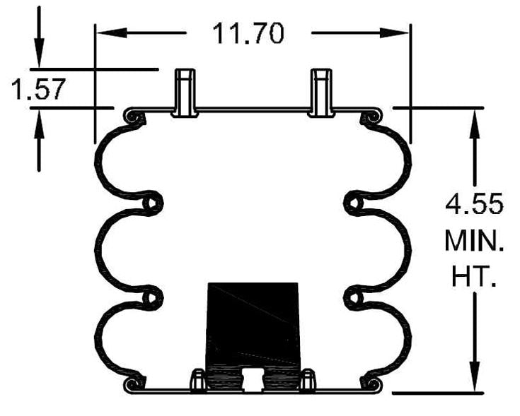 Triple Convoluted Air Spring Bag (Replaces Firestone 8042, Hendrickson 1015, SAF Holland 905-57-236) Aftermarketus Convoluted Air Springs