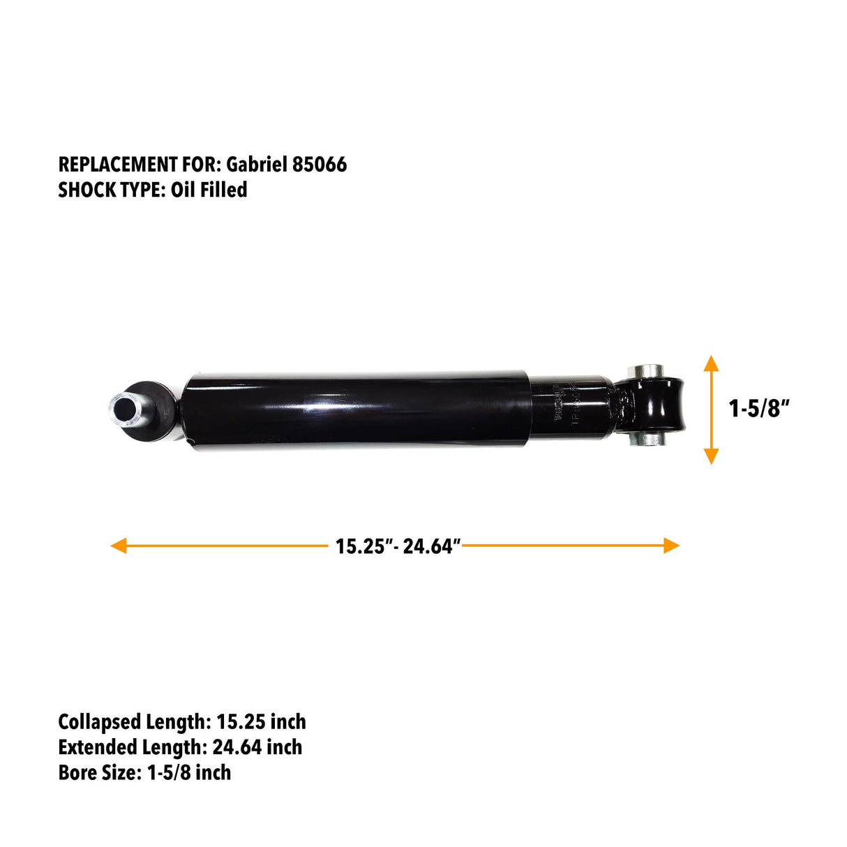 Heavy Duty Shock Absorber | Fits Mack CHN, CX, CXN, Volvo VN, VNL, VT, Powerhouse Coach, Renegade RV
