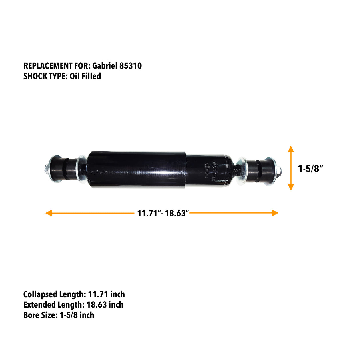 2 pack of TORQUE 85310 Heavy Duty Shock Absorber for semi Trucks Trailer - Aftermarketus Torque Shock Absorbers