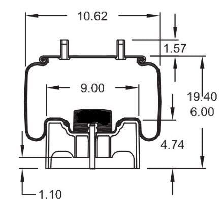 Trailer Air Spring Bag for Hendrickson AAT 23K Models Intraax & Van Traax (Replaces Firestone 8709, 8751) Aftermarketus Reversible Sleeve Air Springs