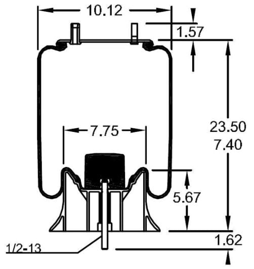 Trailer Air Spring Bag (Replaces Firestone W01-358-9243, Holland 905-57-112, Goodyear 1R12-480) Aftermarketus Reversible Sleeve Air Springs