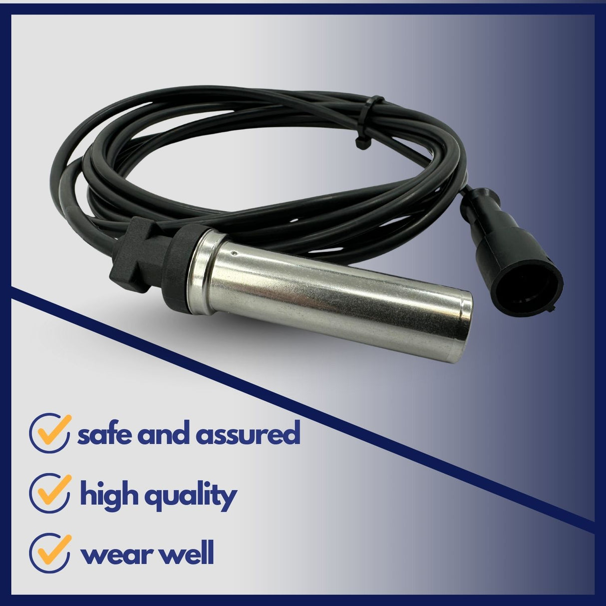 Heavy-Duty ABS Wheel Speed Sensor | Straight Type 78″ Cable | Replacement Meritor R955349 Wabco S4410329710