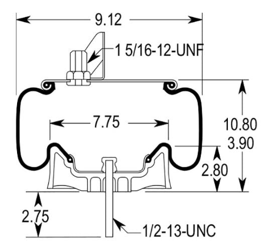 TORQUE Air Spring Bag for Kenworth (Replaces Firestone 9622) Aftermarketus Reversible Sleeve Air Springs