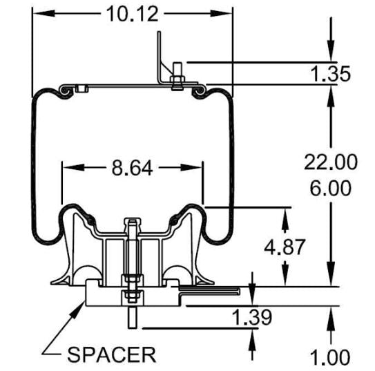 Trailer Air Spring Bag (Replaces Firestone W01-358-9663, Hendrickson 60271-1, Contitech 910-18 5P939) Aftermarketus Reversible Sleeve Air Springs