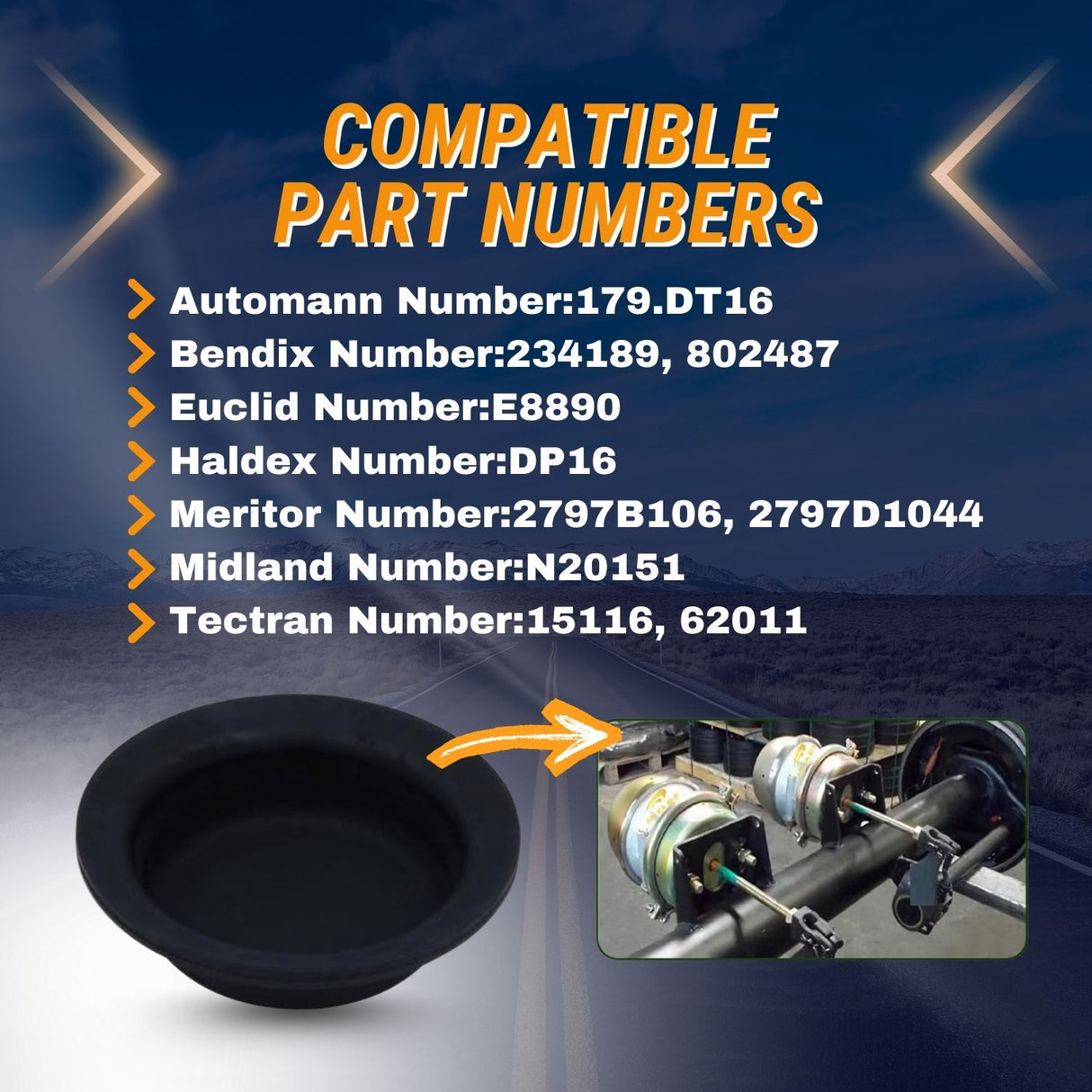Type 16 Air Brake Diaphragm | 6" Outer Diameter | Replacement Bendix 234189