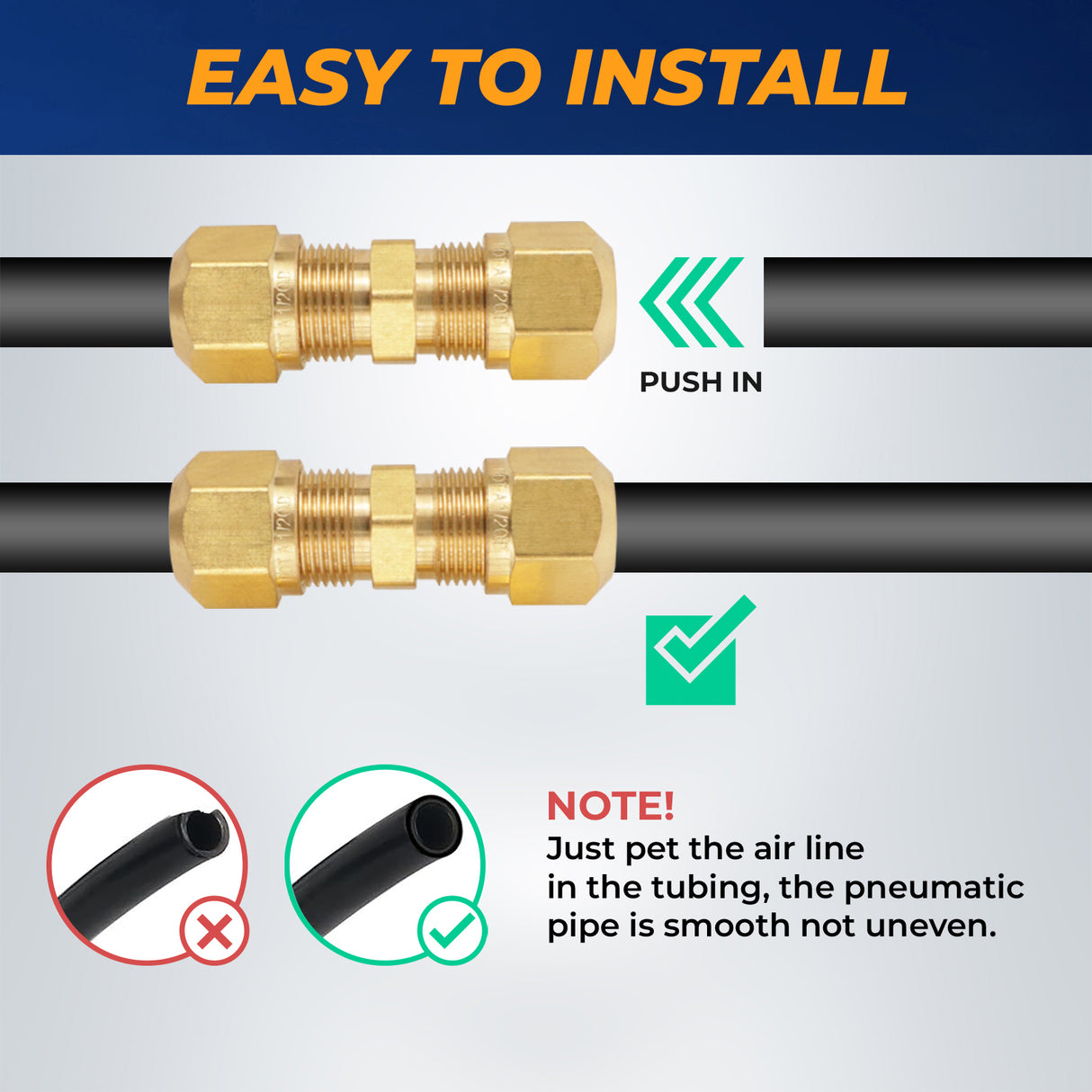 Brass DOT Push-in Fitting Assortment Kit Air Tubing - 101pcs