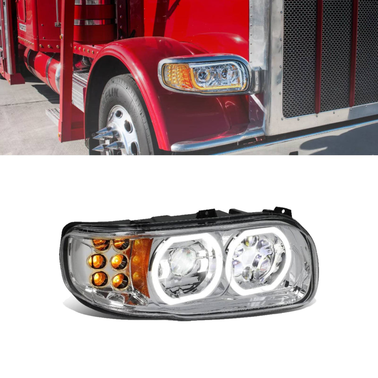 LED Headlight for 2008-2022 Peterbilt 388 389 567 | Replacement Freightliner P54-6166-120 | Right