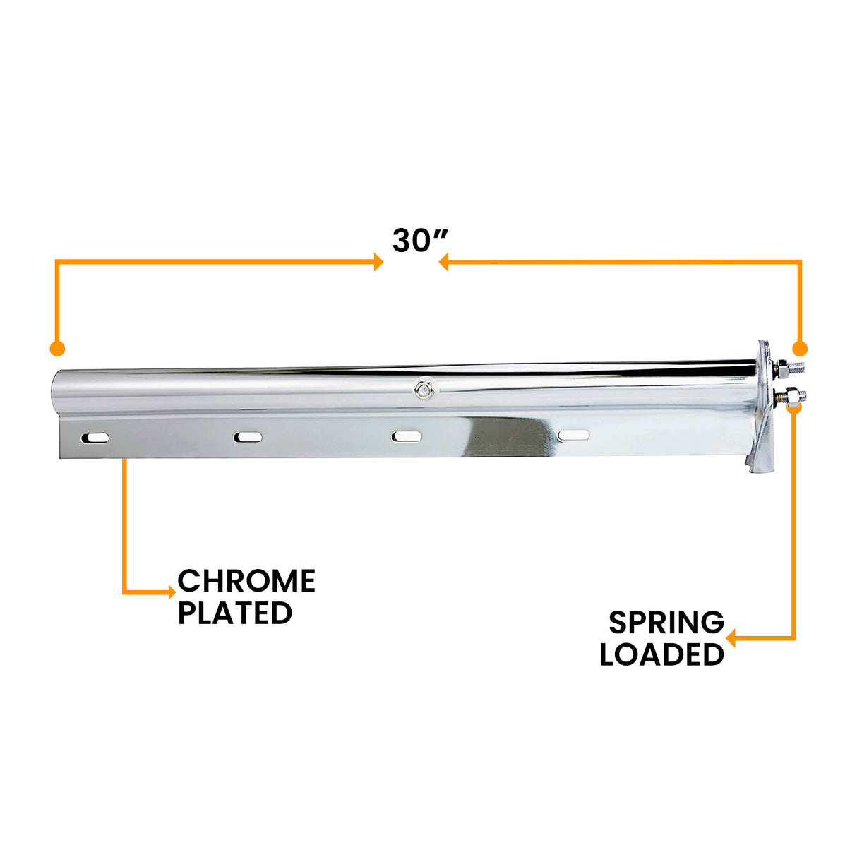 Chrome Mud Flap Hanger Pair 30' Straight Angled 2-1/2 inch Aftermarketus Mud Flap Hangers