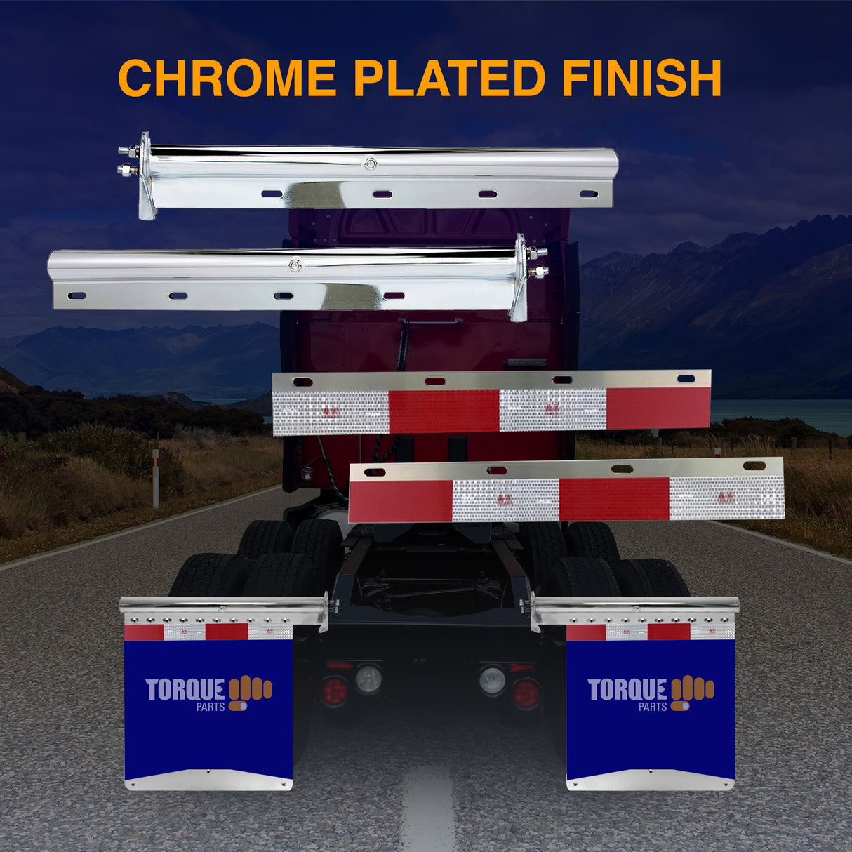 Chrome Mud Flap Hanger Pair 30' Straight Angled 2-1/2 inch Aftermarketus Mud Flap Hangers