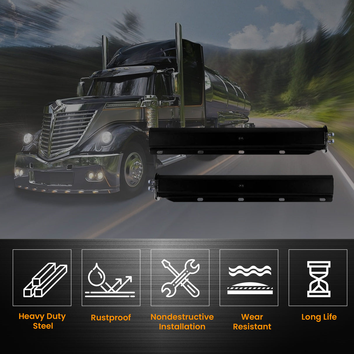 TORQUE Black Mud Flap Hanger Pair 30 Inch Straight Angled Aftermarketus Mud Flap Hangers