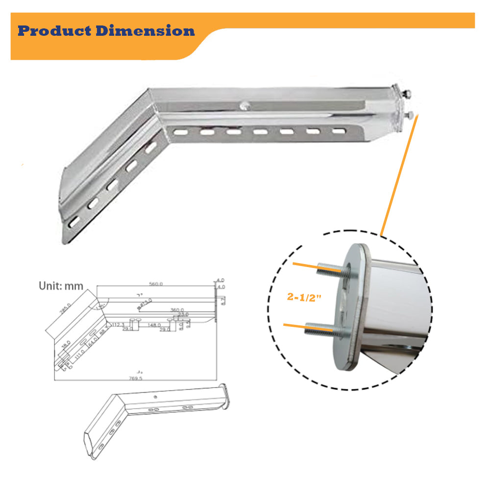 Stainless Steel Mud Flap Hanger 30' - 45 Degree Angled - Pair Aftermarketus Mud Flap Hangers