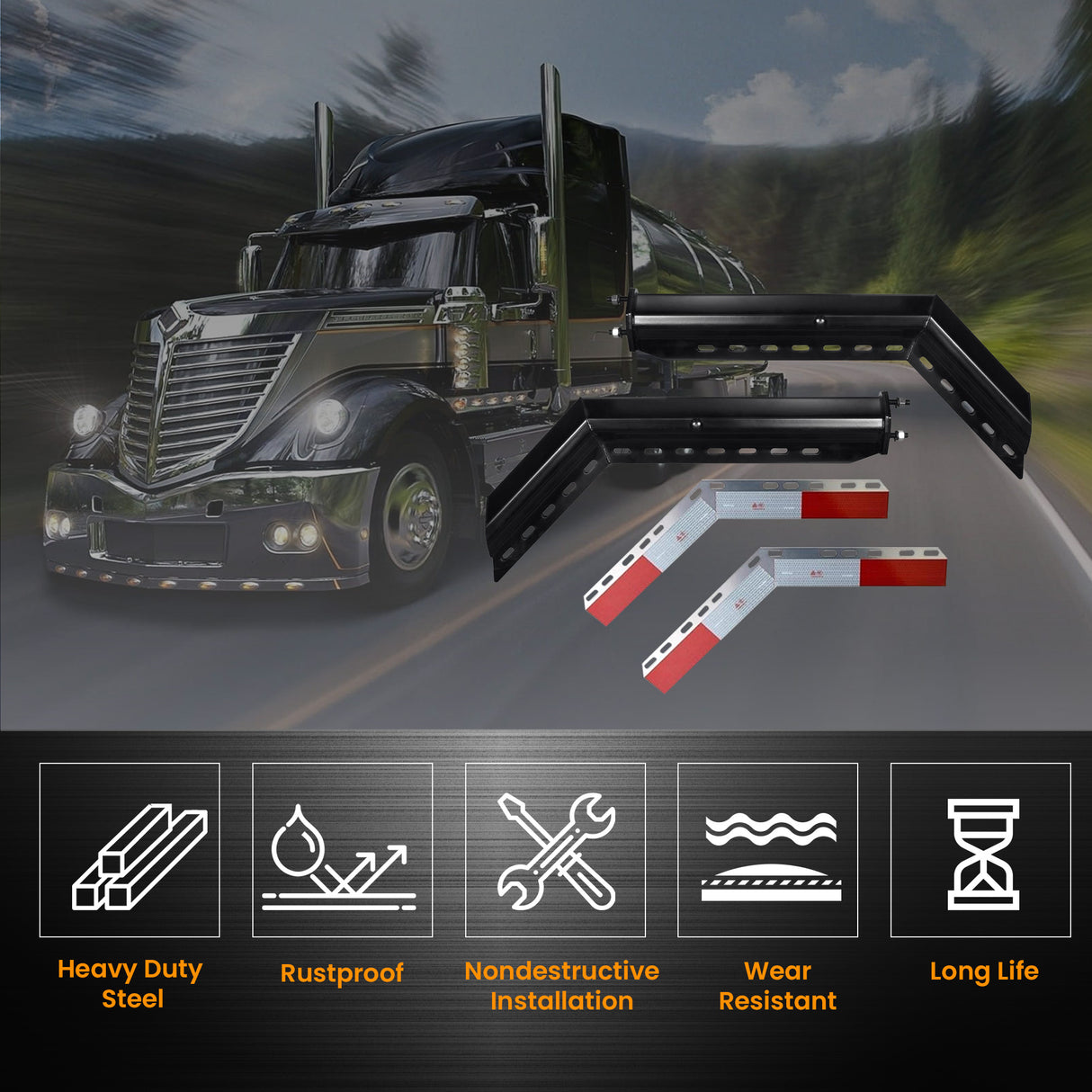 Mud Flap Hanger 30 Inch - 45 Degree Angled - Black Aftermarketus Mud Flap Hangers