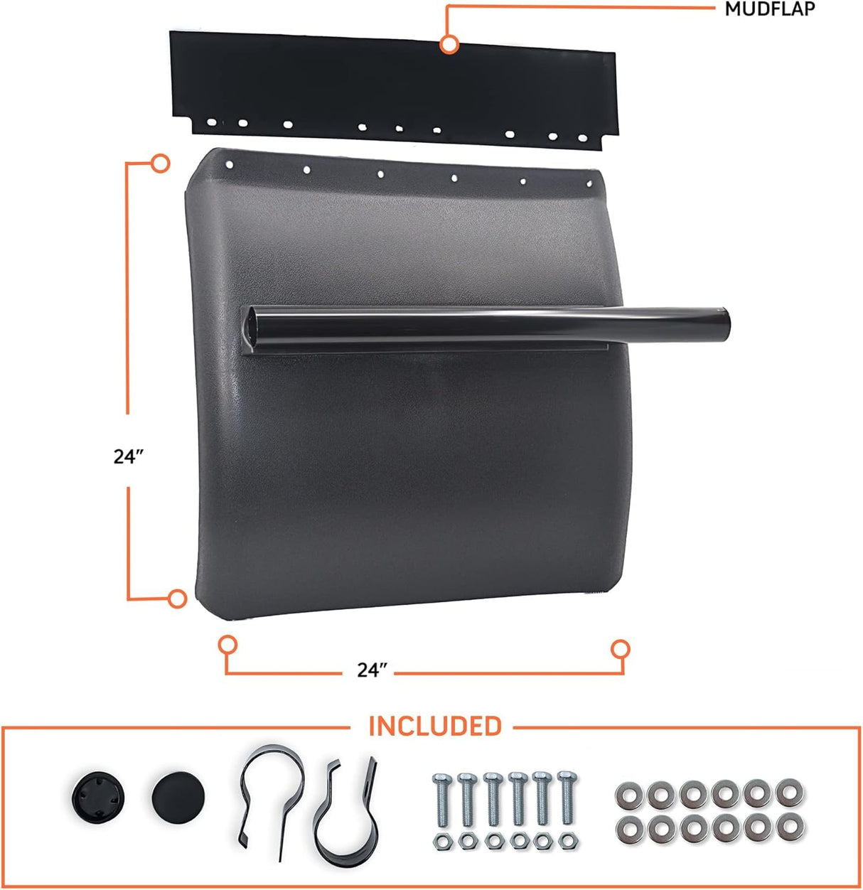 24” x 29” Heavy-Duty Black Poly Quarter Fender Set w/Tube Bracket