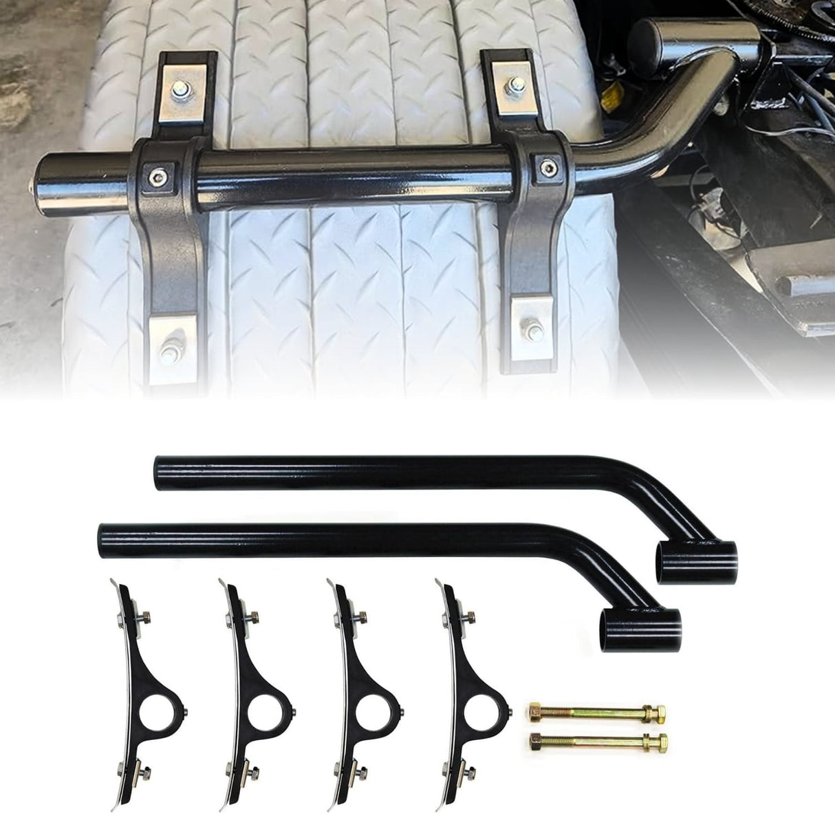 Universal Black Poly Fender Mounting Kit for Volvo Kenworth Mack Freightliner Semi Trucks