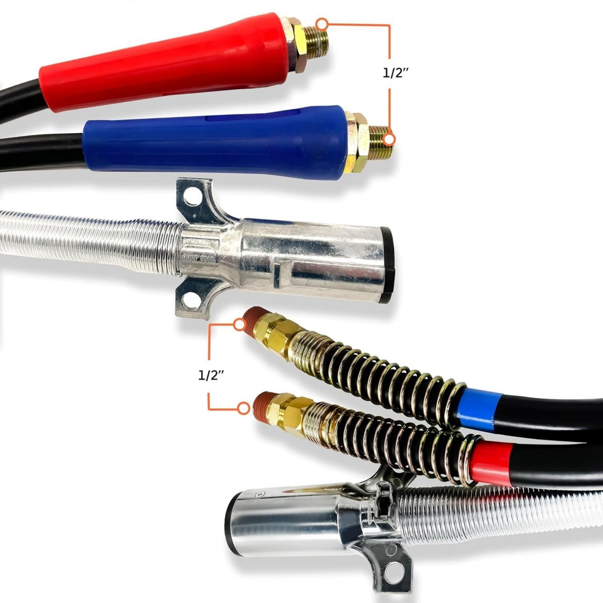 3-in-1 Semi Truck Air Line Kit | Air Hoses & 7-Way ABS Power Cable