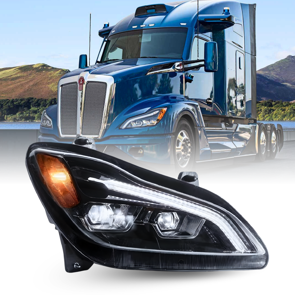 LED Headlight for 2022-2025 Kenworth T680 | Replacement Kenworth P54-6157-100R | Right