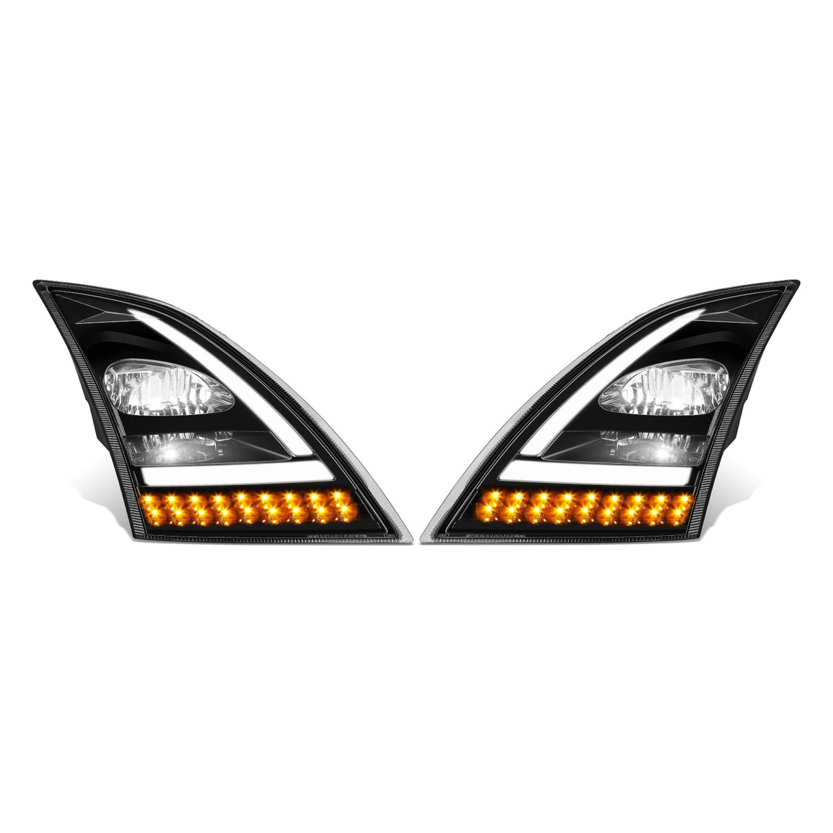 LED Headlight Replacement for 2018-2023 Volvo VNL NVR Semi Trucks | Black Housing | Pair