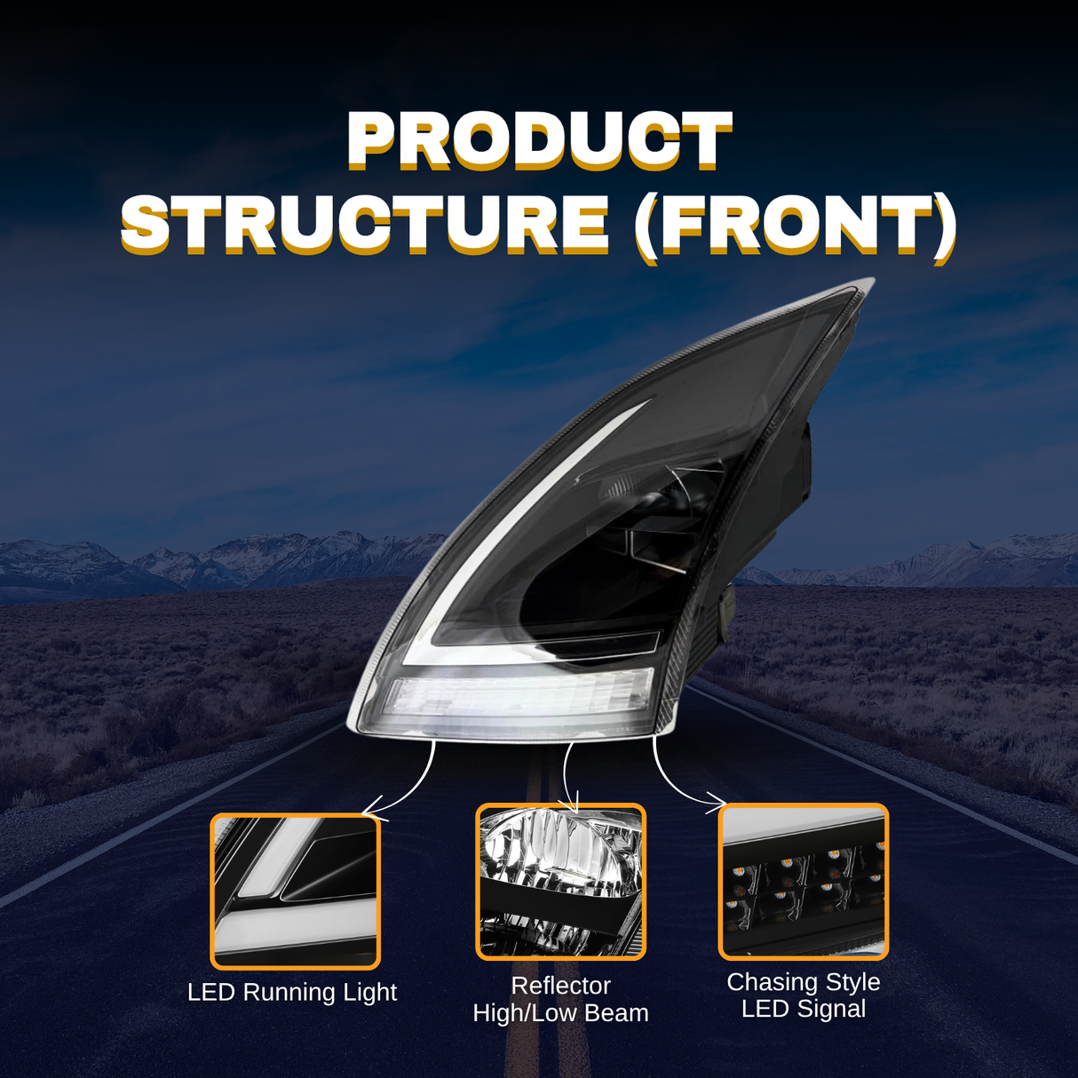 LED Headlights for 2018-2024 Volvo VNL VNR | Replacement Volvo 23680020, 23680018 | Pair