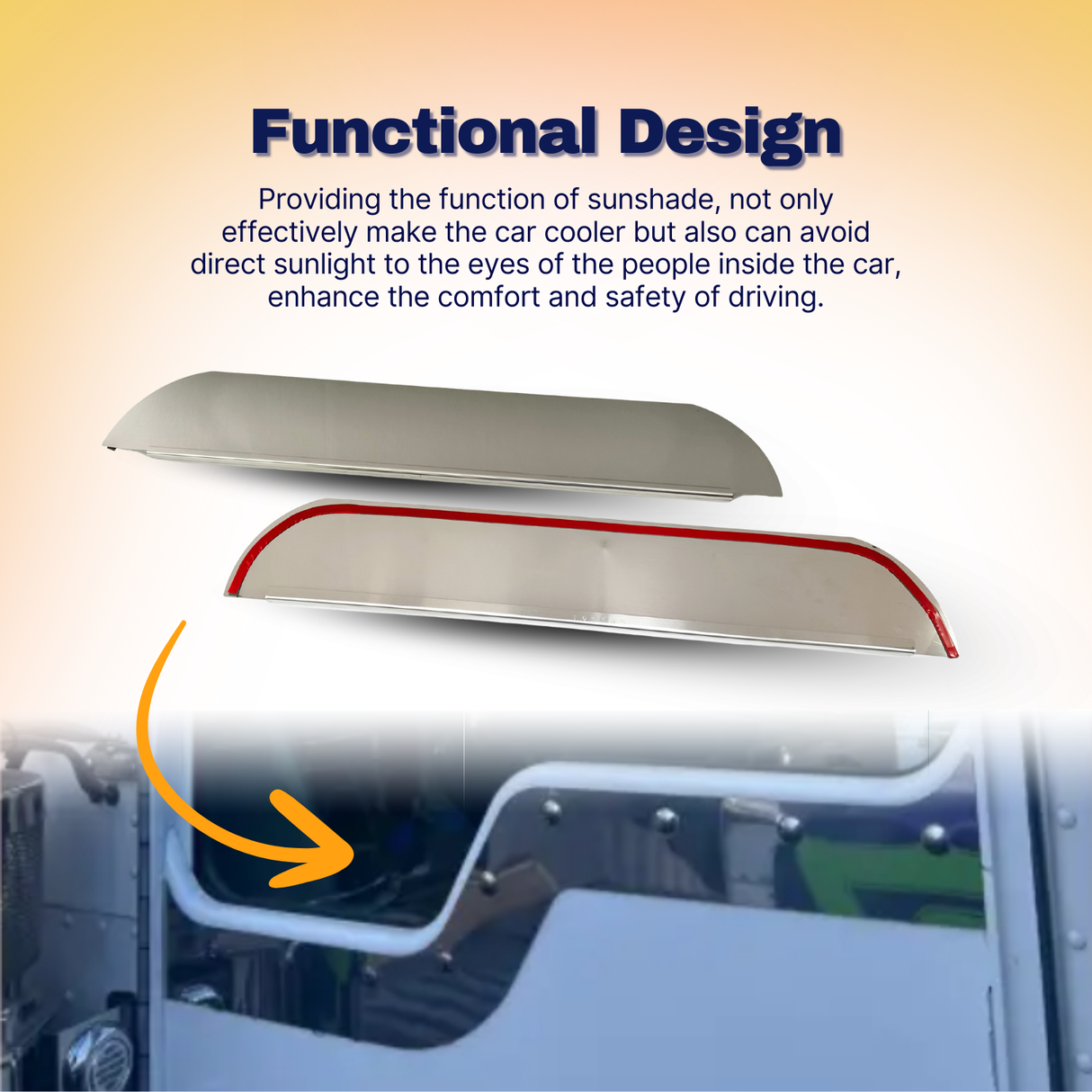 Stainless Steel 5-Inch Drop Windows Chop Top for 2005-2020 Peterbilt