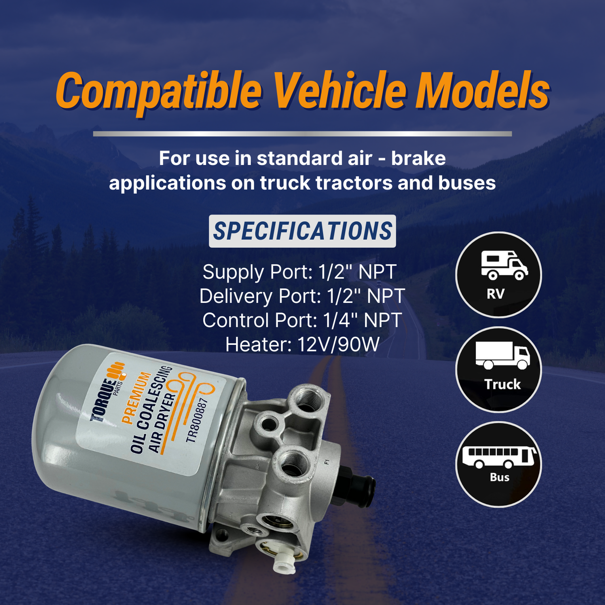 AD-SP Style Air Dryer for Freightliner Peterbilt | Replacement 065691 Bendix 800887