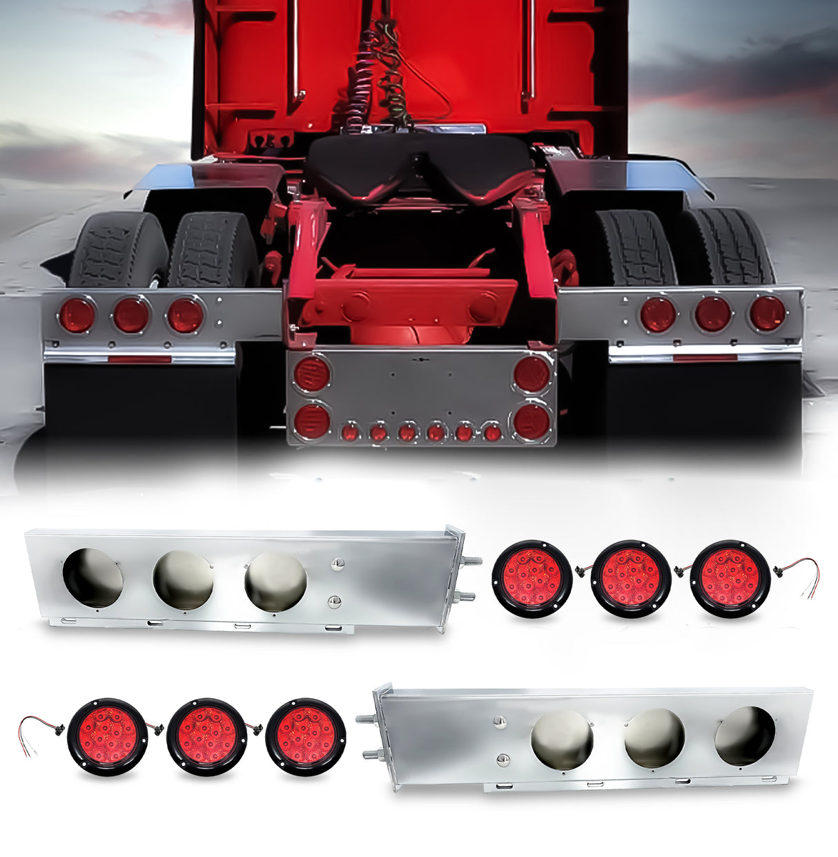 30" Chrome Mud Flap Hanger 2,5" Bolt Spacing w/ 6 LED Lights Aftermarketus Mud Flap Hangers