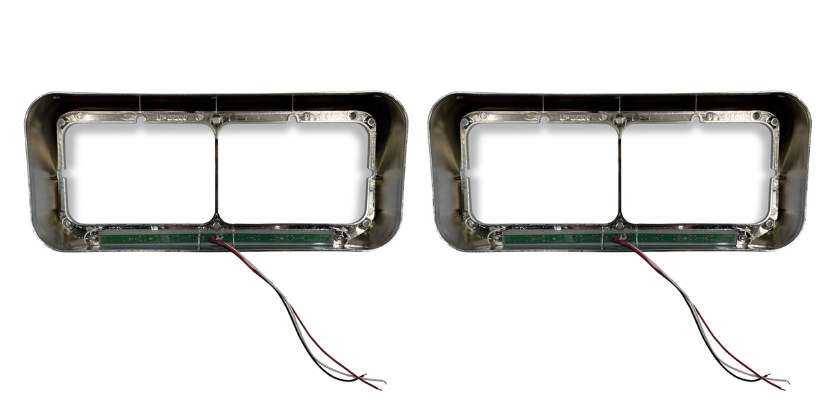 Headlight Bezel with Amber Light Strip for Kenworth Peterbilt Freightliner Semi Trucks | Pair Aftermarketus Headlights