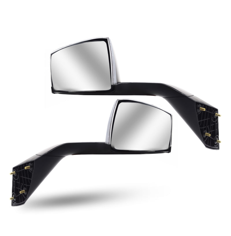Chrome Hood Mirror Pair with Mounting Plate 04-17 Volvo VNL - AFTERMARKETUS Torque Mirrors and Covers