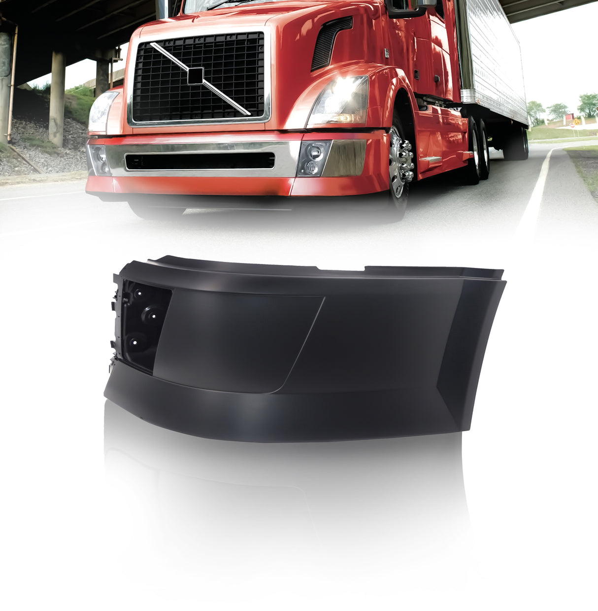 Side Corner Bumper (with Fog Light Hole) for 2004 - 2015 Volvo VNL VN | Replacement Volvo 82721510 | Left Aftermarketus Bumpers