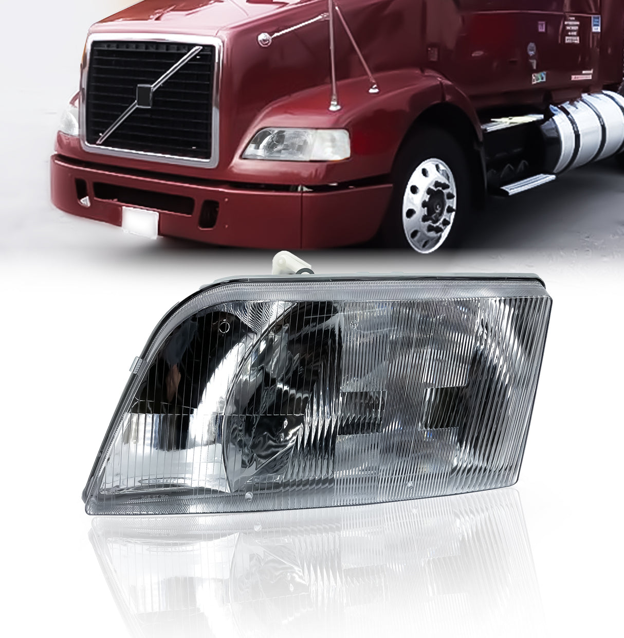 Headlight for 1999-2017 Volvo VNM 1996-2003 Volvo VNL Semi Trucks | Replacement Volvo 8082040 | Left Aftermarketus Headlights