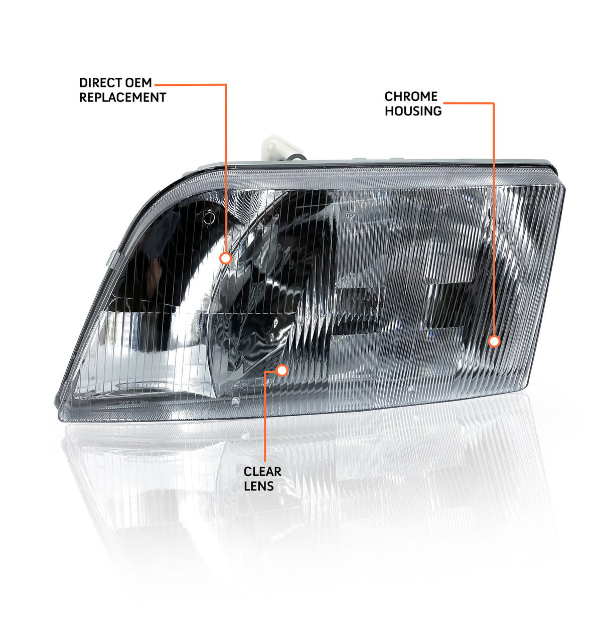 Headlight for 1999-2017 Volvo VNM 1996-2003 Volvo VNL Semi Trucks | Replacement Volvo 8082040 | Left Aftermarketus Headlights