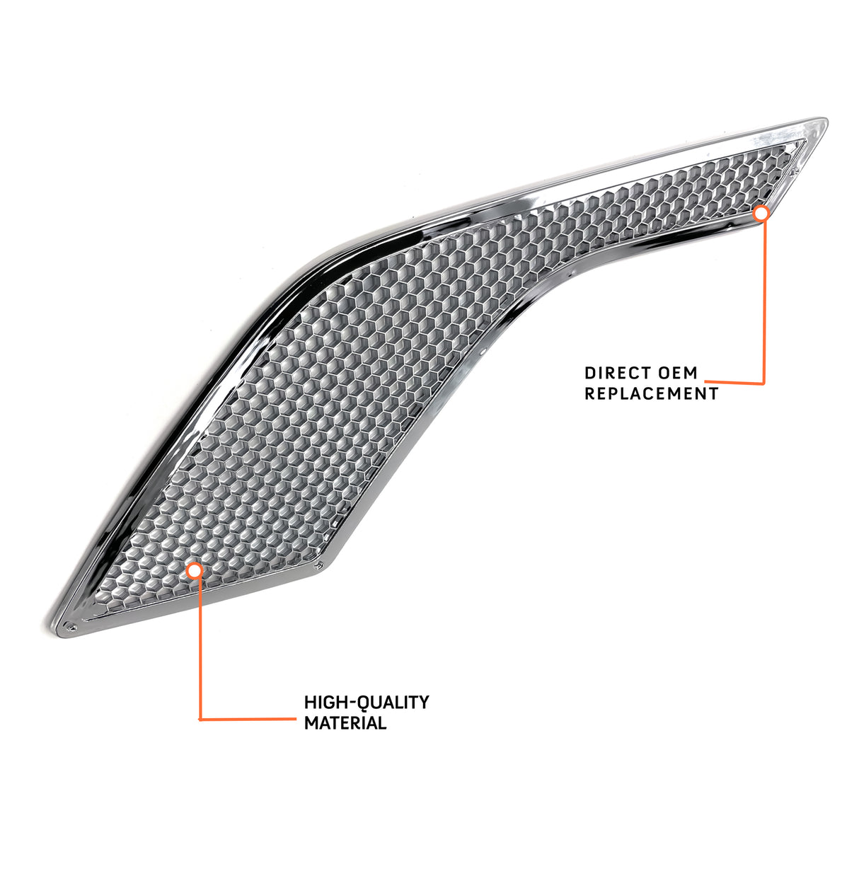 Hood Air Intake Grille for 2003-2017 Volvo VNL | Replacement Volvo 85104902 | Chrome | Left Aftermarketus Grilles