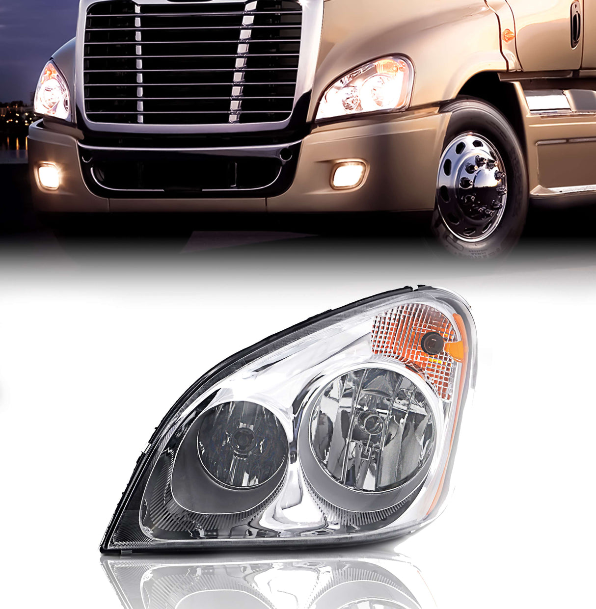 Headlight for 2008-2017 Freightliner Cascadia | Replacement Freightliner A06-51907-002 | Left Aftermarketus Headlights