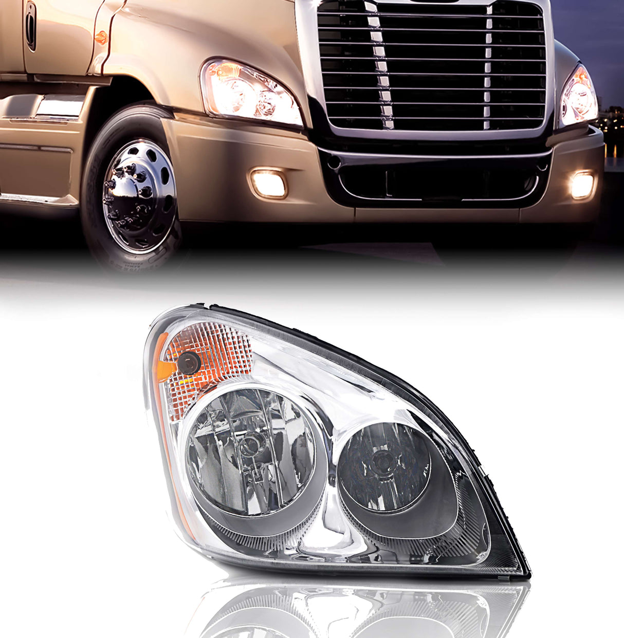Headlight for 2008-2017 Freightliner Cascadia | Replacement Freightliner A06-51907-002 | Right Aftermarketus Headlights