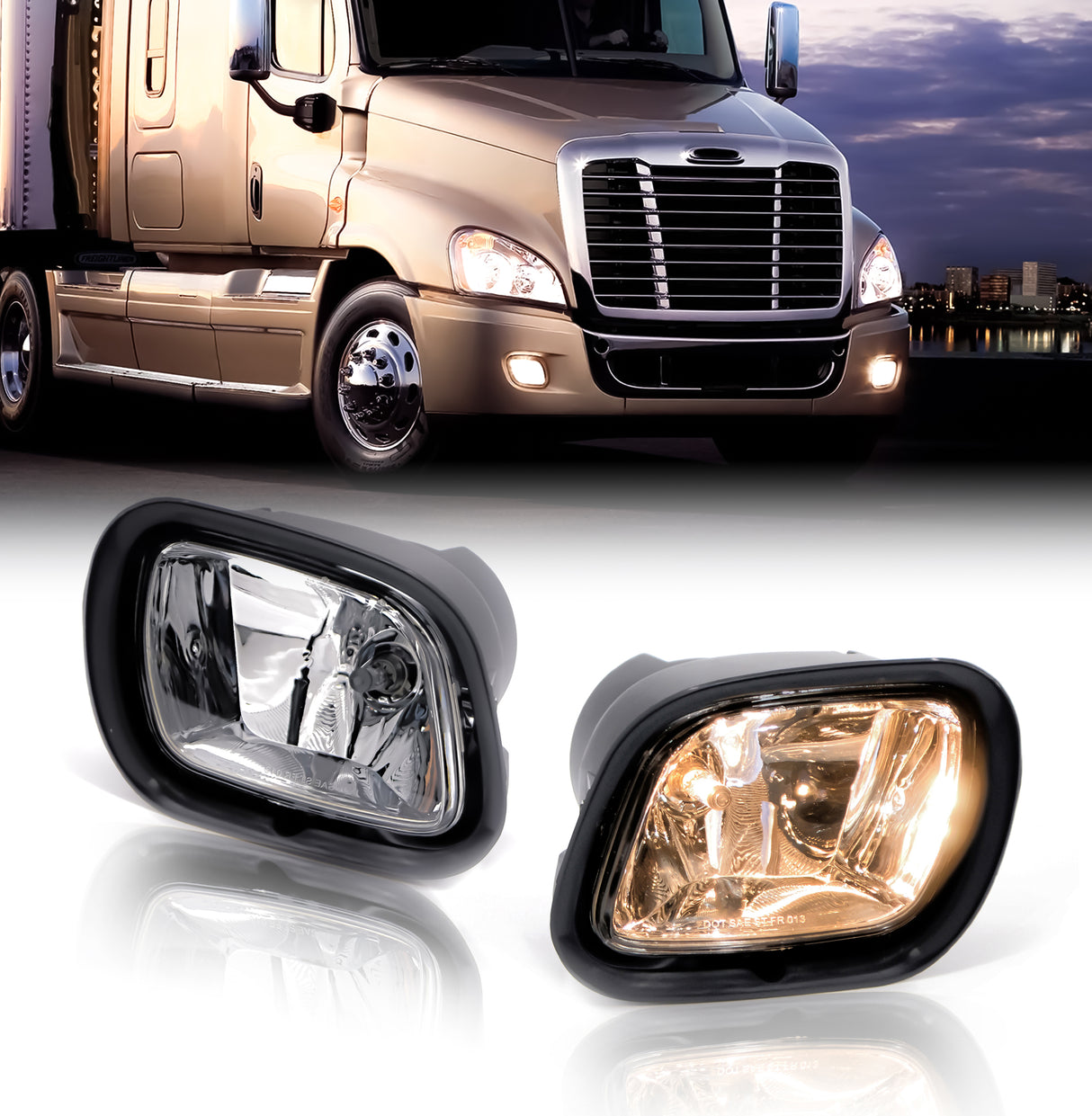 Fog Light for 2008-2018 Freightliner Cascadia | Pair | Replacement Freightliner A06-51908-000, A06-51908-001 Aftermarketus Fog Lights