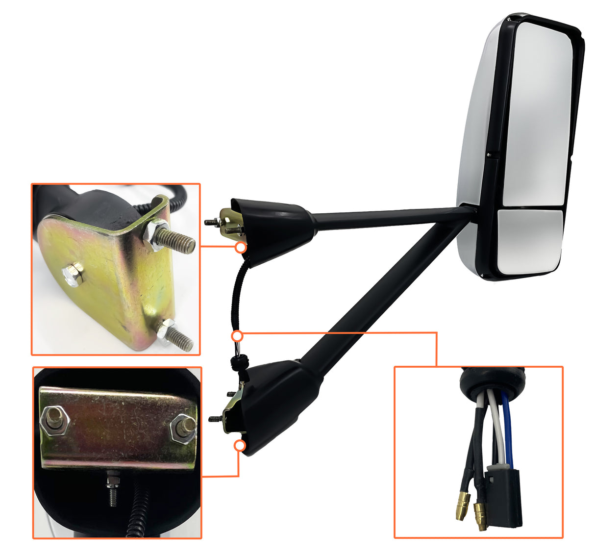 Door Side Mirror for 2008-2016 Kenworth | Replacement Kenworth 10619 | Chrome | Heated | Right Aftermarketus Mirrors and Covers