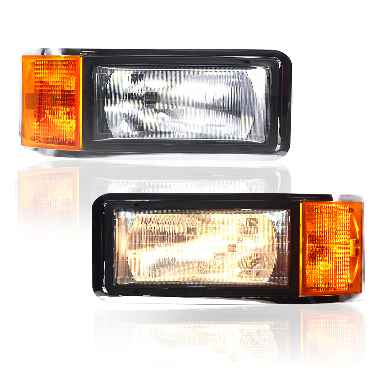 Headlight with Turn Signal for 1990-2007 Mack Semi Trucks | Replacement Mack 25154252 25163253 | Pair Aftermarketus Headlights