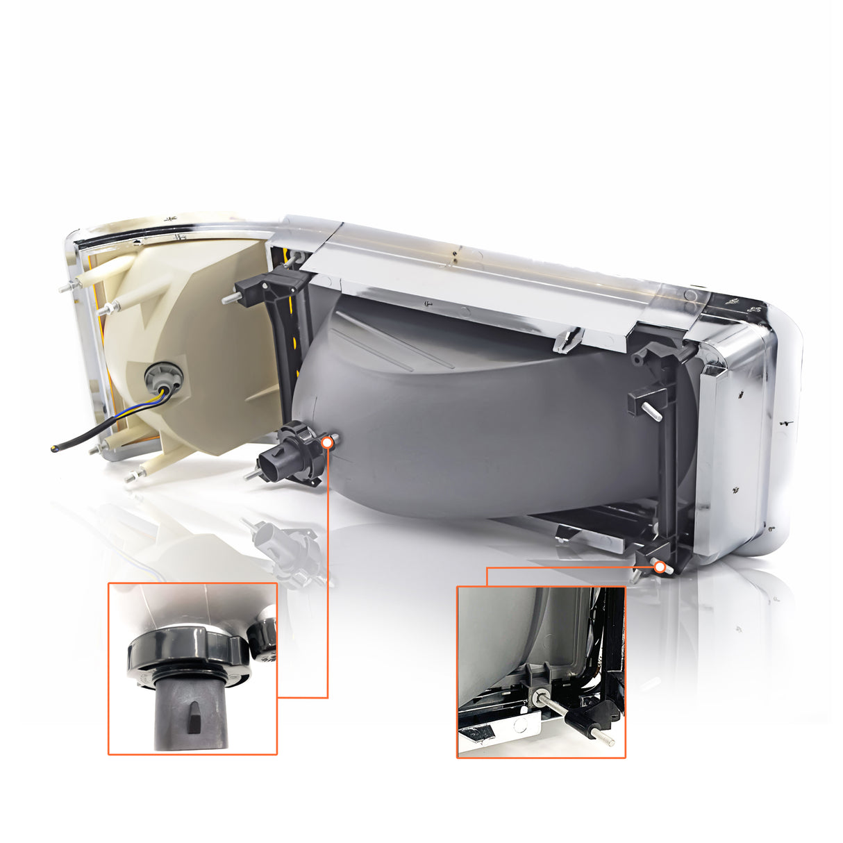 Headlight with Turn Signal for 1990-2007 Mack Semi Trucks | Replacement Mack 25154252 25163253 | Pair Aftermarketus Headlights