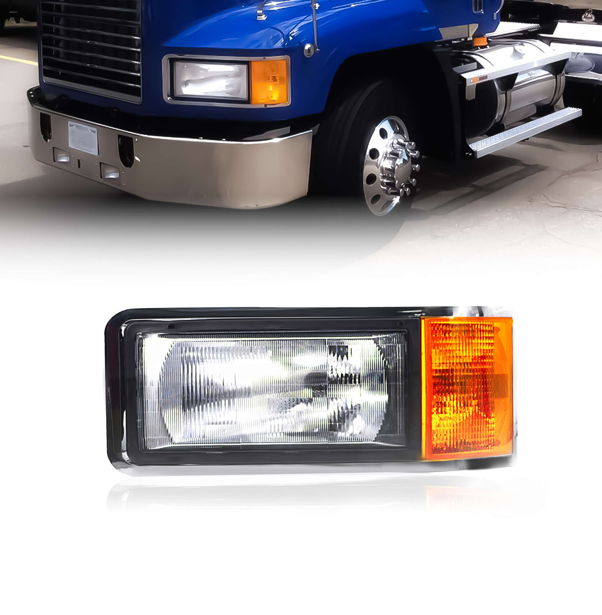Headlight and Turn Signal for 1990-2007 Mack CH CL Series | Replacement Mack 25154252 | Left Aftermarketus Headlights