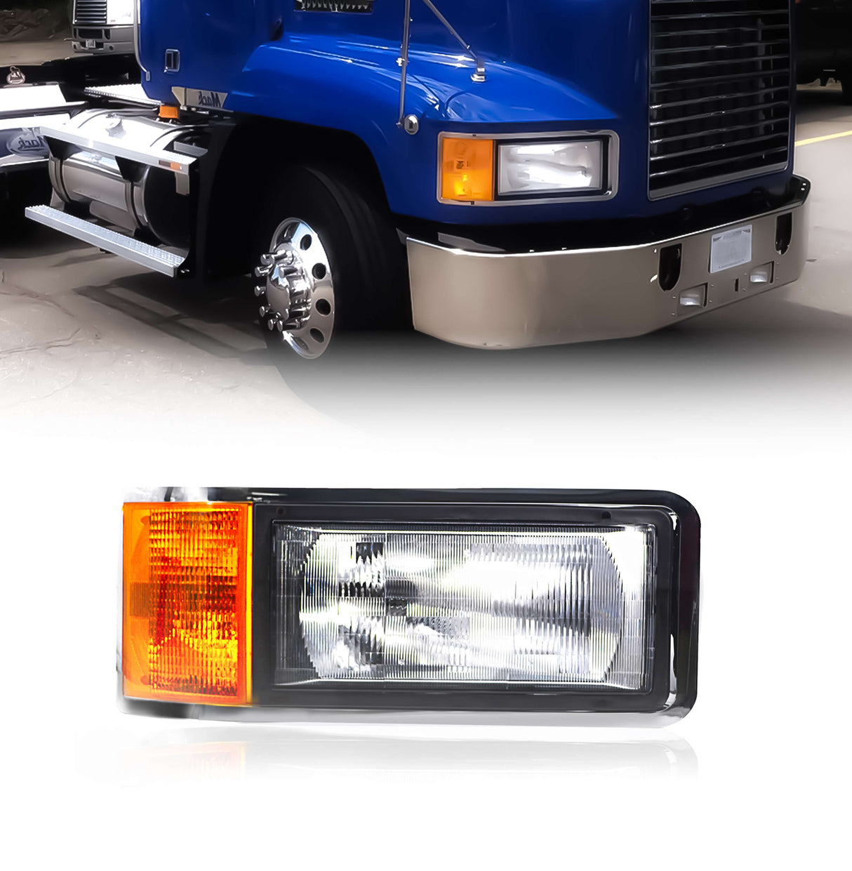 Headlight for 1990-2007 Mack CH CL Trucks | Replacement Mack 25163253 | Right Aftermarketus Headlights