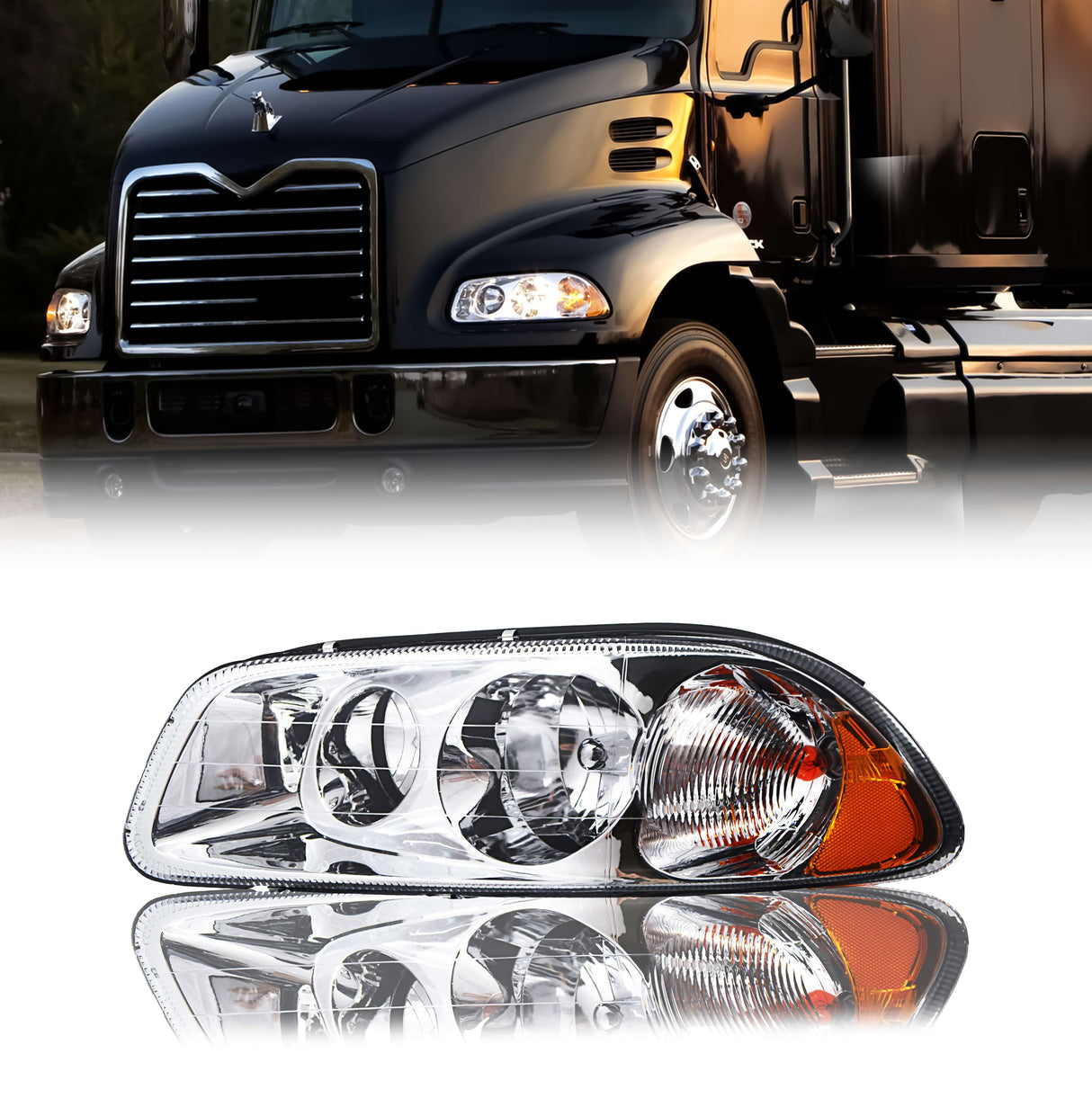 Headlight for 1998-2018 Mack Granite Pinnacle Vision Trucks | Replacement 21836340 | Left Aftermarketus Headlights