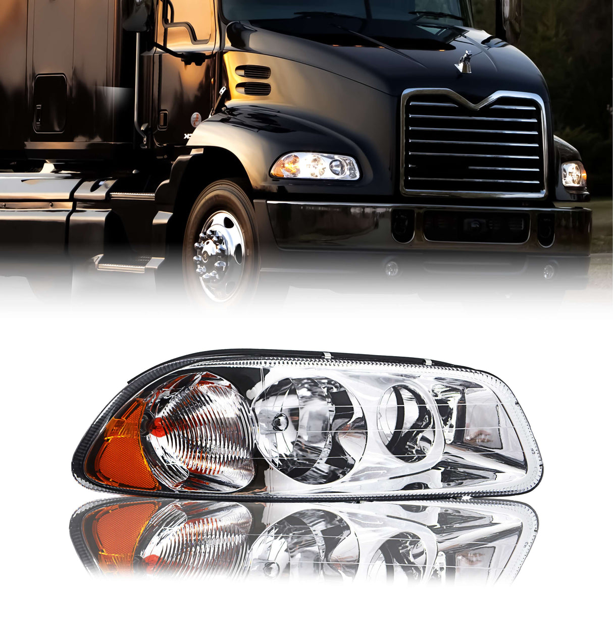 Headlight for 1998-2018 Mack Granite Pinnacle Vision | Replacement Mack 21836341 | Right Aftermarketus Headlights