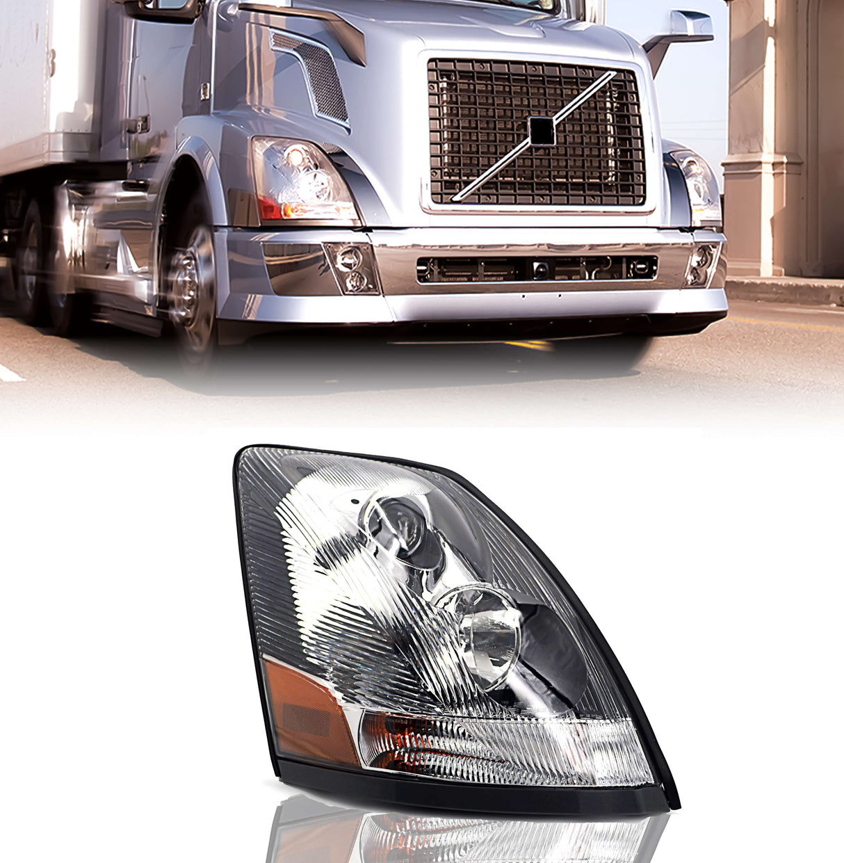 Halogen Headlight for 2004-2017 Volvo Semi Trucks | Replacement Volvo 82329123| Right Aftermarketus Headlights