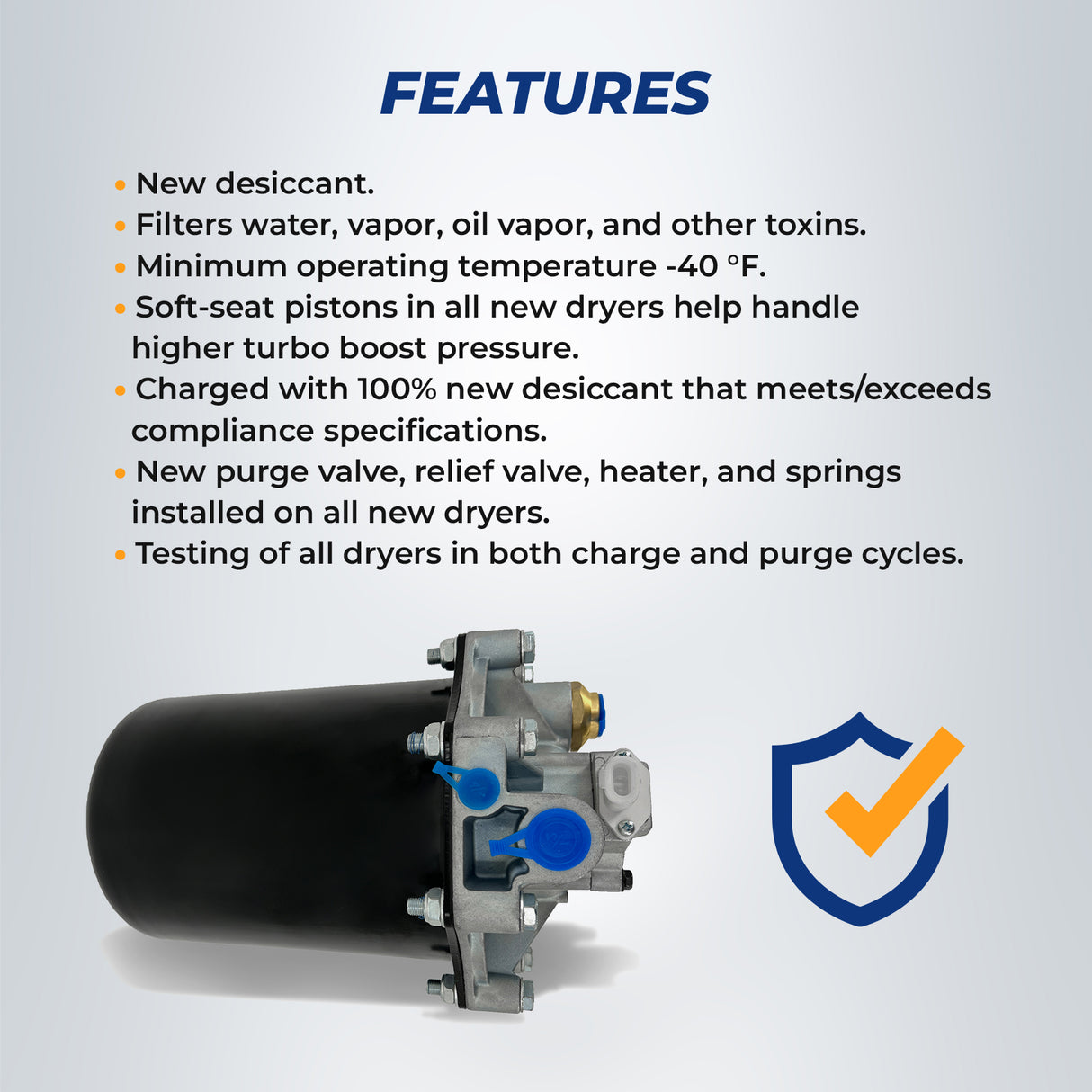 TORQUE AD-9 Air Dryer Replaces Bendix 065225, Haldex 109685X Aftermarketus Dryers and Cartridges