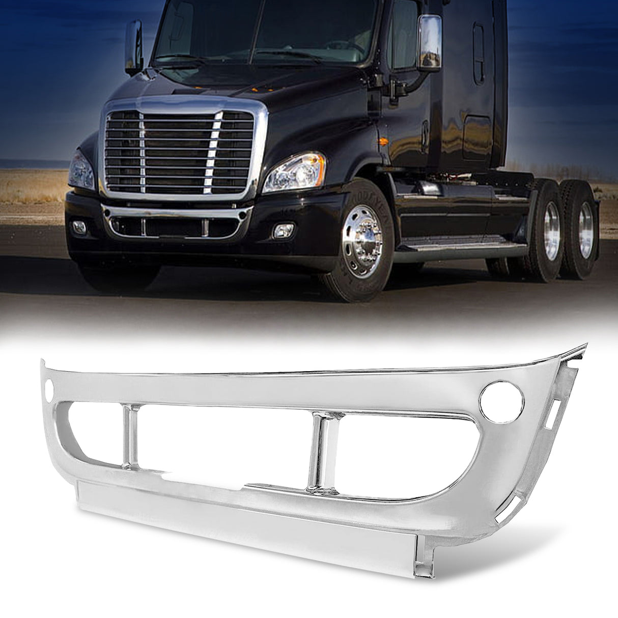 Front Chrome Center Bumper Cover for 2008-2017 Freightliner Semi Trucks Aftermarketus Bumpers